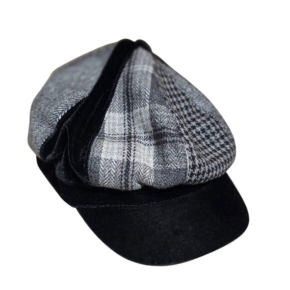 Women's Black & Gray SCALA PRONTO Vintage Style Newsboy Cap - Picture 6 of 11